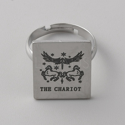 Stainless Steel Tarot Card Adjustable Ring for Women RJEW-WH0001-018P-02-1
