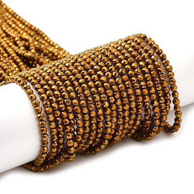 Electroplate Glass Beads Strands GLAA-H021-01B-FP04-1