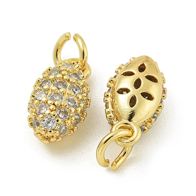 Rack Plating Brass Micro Pave Clear Cubic Zirconia Charms KK-Z067-23G-06-1