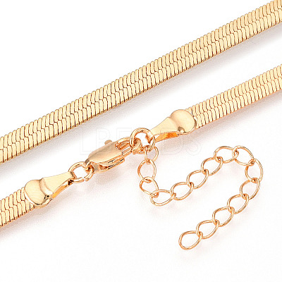Brass Flat Snake Chain Necklaces for Women Men NJEW-N054-05G-1