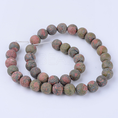 Natural Unakite Beads Strands G-Q462-6mm-16-1