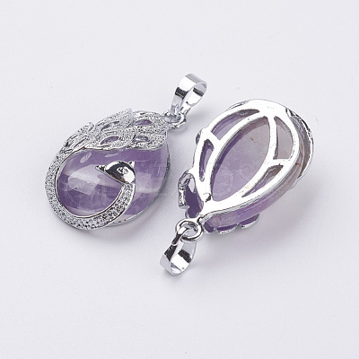 Natural Amethyst Pendants X-G-E442-04C-1