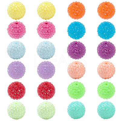 24Pcs 12 Colors Chunky Resin Rhinestone Bubblegum Ball Beads RESI-SP0001-19-1