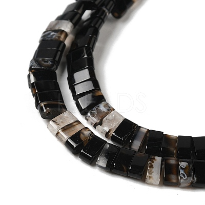 Natural Dyed & Heated Black Banded Agate/Striped Agate Beads Strands G-Z045-A12-01-1