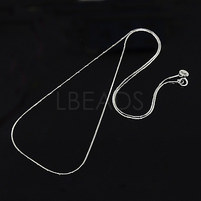 Anti-Tarnish Trendy Unisex Rhodium Plated 925 Sterling Silver Snake Chain Necklaces STER-M034-A-09-1