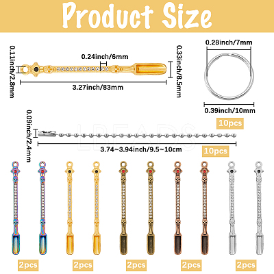 10Pcs 5 Colors Alloy Rhinestone Shovel Keychian KEYC-SC0001-58-1