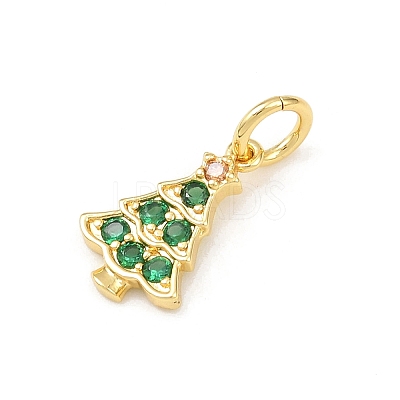Christmas Brass Micro Pave Cubic Zirconia Pendants KK-K411-02G-1