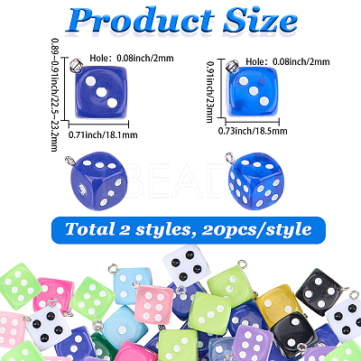 40Pcs 2 Colors Transparent/Opaque Acrylic Enamel Pendants TACR-SC0002-69-1