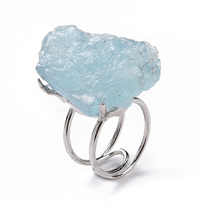 Gemstone Nuggets Cuff Ring RJEW-G271-01P-1
