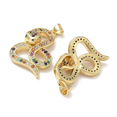 Brass Micro Pave Cubic Zirconia Pendants KK-L243-29G-10-1