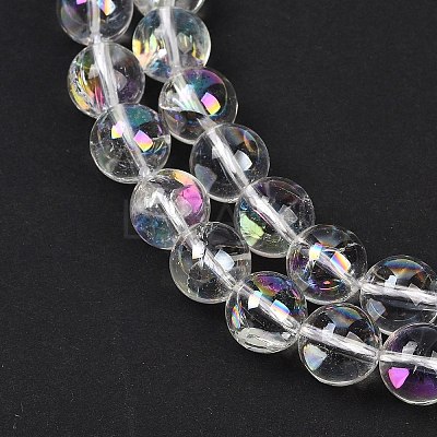 Electroplated Natural Quartz Crystal Beads Strands G-K285-09-10mm-02-1