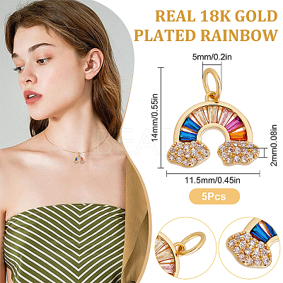 Brass Micro Pave Colorful Cubic Zirconia Pendants ZIRC-BBC0001-18-1