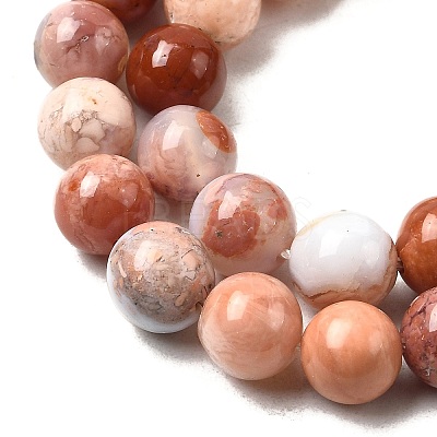 Natural Pink Agate Beads Strands G-K350-C02-8mm-1