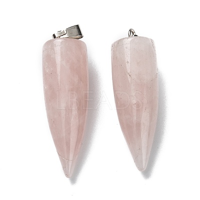 Natural Rose Quartz Pointed Pendants G-D040-01P-B09-1