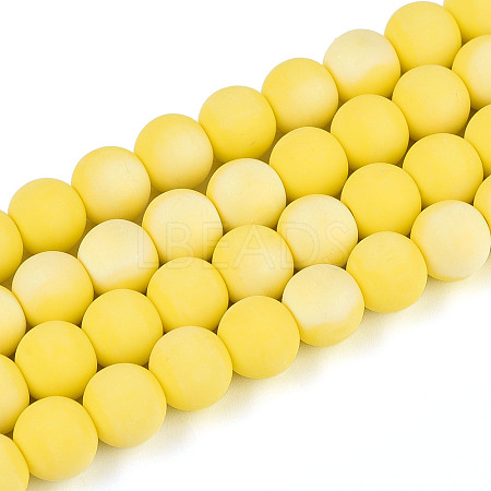Frosted Opaque Glass Beads Strands GLAA-T032-P8mm-MBB16-1