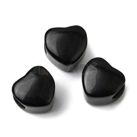 Natural Black Obsidian European Beads G-C269-01C-1