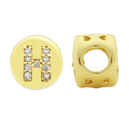 Brass Micro Pave Clear Cubic Zirconia Beads KK-T030-LA843-HX3-1