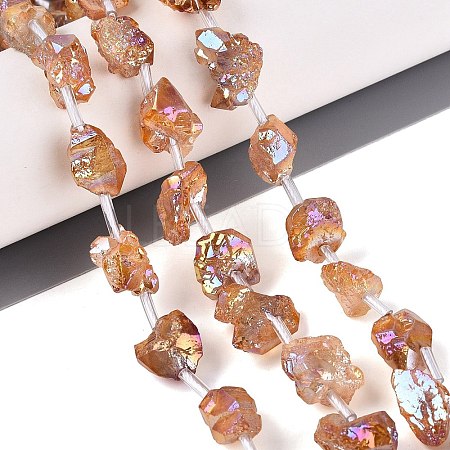 Dyed Electroplate Raw Rough Natural Amethyst Beads Strands G-Q610-05F-1