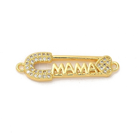 Rack Plating Brass Micro Pave Clear Cubic Zirconia Connector Charms KK-K377-32G-1