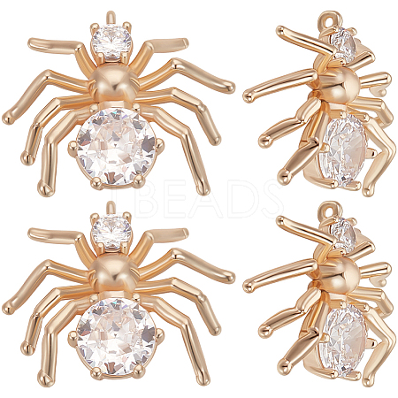 8Pcs Brass Micro Pave Clear Cubic Zirconia Pendants KK-BBC0015-56-1