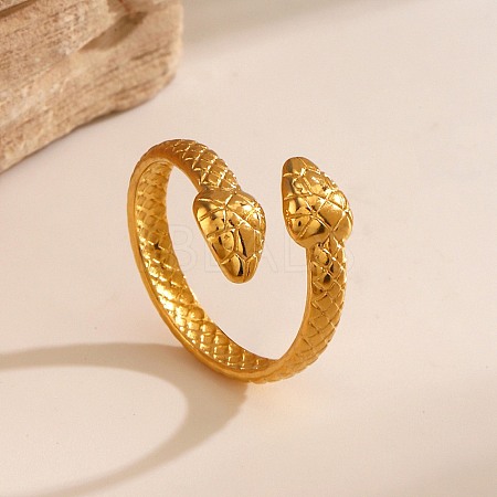 304 Stainless Steel Double Snake Open Cuff Rings RJEW-M072-07G-1
