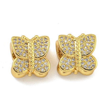 Rack Plating Brass Micro Pave Cubic Zirconia Beads KK-I718-42G-1