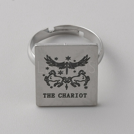 Stainless Steel Tarot Card Adjustable Ring for Women RJEW-WH0001-018P-02-1