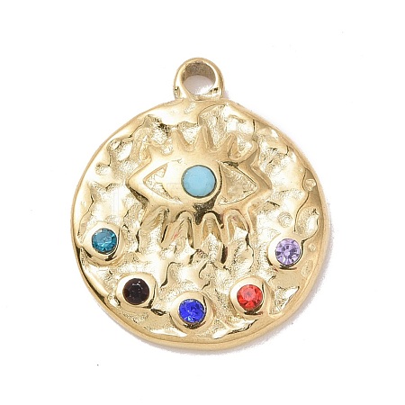 304 Stainless Steel Evil Eye Pendants STAS-A063-02G-1