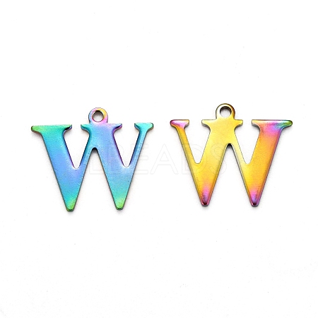 Ion Plating(IP) 304 Stainless Steel Alphabet Charms STAS-H122-W-M-1