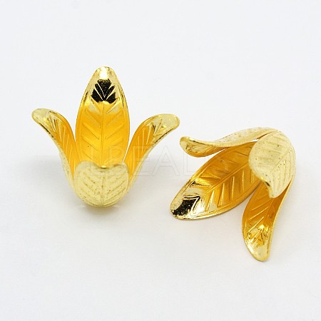 4-Petal Brass Flower Bead Caps KK-M010-02G-1