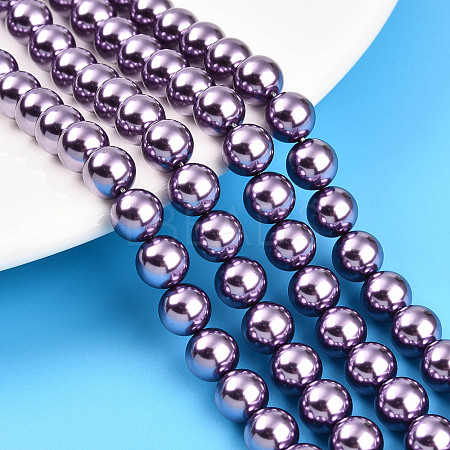 Baking Paint Pearlized Glass Pearl Bead Strands HY-N002-8mm-A14-1