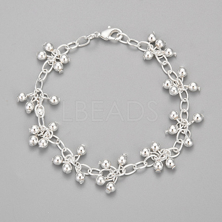 Brass Grape Charm Bracelets For Women BJEW-BB12487-1