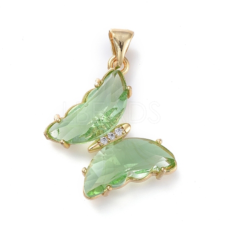 Brass Micro Pave Clear Cubic Zirconia Pendants ZIRC-P079-D01-10-1