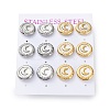 6 Pair 2 Color Crescent Moon Natural Shell Stud Earrings EJEW-A024-14-1