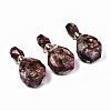Assembled Synthetic Bronzite and Imperial Jasper Openable Perfume Bottle Pendants G-S366-060E-1