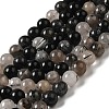 Natural Black Rutilated Quartz Beads Strands G-R446-8mm-37-01-1