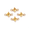 Brass Pave Glass Rhombus Links Connector Charms GLAA-Q088-001D-1