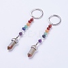 Natural/Synthetic Gemstone Chakra Pointed Keychain KEYC-P040-D-3