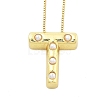 Brass & Plastic Pearl Letter Pendant Box Chain Necklaces for Women NJEW-U017-01G-20-1