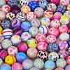 Printed Round with Ghost Pattern Silicone Focal Beads SI-JX0056A-129-4