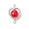 Heart Acrylic Pearl with Alloy Connector Charms PALLOY-JF03400-2