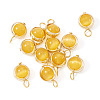 12Pcs Brass & Glass Imitation Cat Eye Round Charms PALLOY-TAC0237-02-3