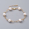 Natural Cultured Freshwater Pearl Beads Link Bracelets BJEW-JB04818-4