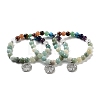 Natural Mixed Gemstone Round Beaded Chakra Stretch Bracelets BJEW-K251-01-2
