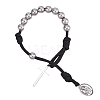 Tibetan Style Alloy Cross & Oval Charm Bracelet BJEW-AB00013-1