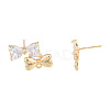 Brass Pave Clear Cubic Zirconia Stud Earring Findings KK-N231-350B-3