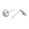 Rhodium Plated 925 Sterling Silver Ear Stud Findings STER-F058-01P-02-2