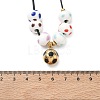 Sports 304 Stainless Steel Enamel Football Pendant Black Waxed Cord Necklaces SA-CBA5F92-02G-5