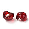 Resin Pendants with Glass Kernel and Stainless Steel Top Ring RESI-A015-02-2