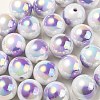 UV Plating Rainbow Iridescent Acrylic Beads OACR-F004-09C-1